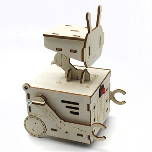 Kit de robot en bois pour enfants de 7 à 9 ans, assemblage manuel, jouet éducatif scientifique, forme de dessin animé, ensemble de construction de modèles STEM DIY - Product Image 1