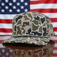 Gorra de Béisbol de Camuflaje de 5 Paneles Personalizada Premium, Impermeable, Transpirable, con Logotipo de PVC y Cuerda para Golf y Deportes
