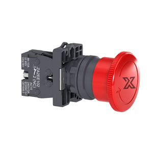Botón de parada de emergencia XA2ES542, tipo giratorio para liberar, cabezal de hongo rojo, utilizado para cortar el circuito de control. - Product Image 1