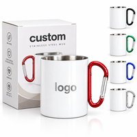 Mug thermique personnalisé en acier inoxydable 304 de 10 oz, blanc, avec poignée et mousqueton, pour sublimation, idéal pour les voyages en extérieur - Vente en gros