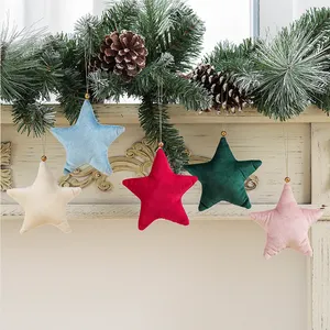Оптовая продажа, Вельветовая звезда, рождественские подвесные украшения для дома, украшения для елки, Рождественская звезда