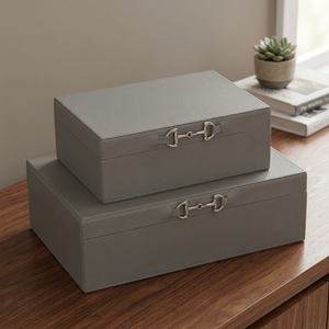 Cajas de Regalo de Cuero Gris para Decoración de Bodas - Product Image 2