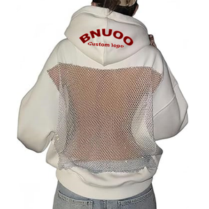 Sudadera con Capucha Y2K Personalizada de Malla Transparente, de Alta Calidad, Sexy, sin Espalda, Holgada - Product Image 1