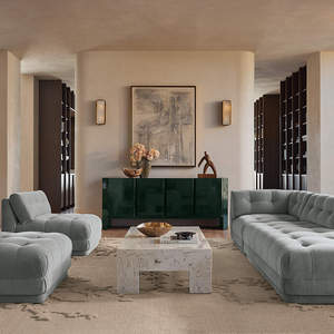 <span class=keywords><strong>Credenza</strong></span> Minimalista Geometrica a Quattro Ante con Ripiani Regolabili, Mobile Moderno per <span class=keywords><strong>Soggiorno</strong></span>, Verde Scuro Laccato Lucido - Product Image 2