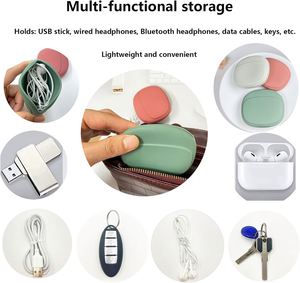 Portable <b>Waterproof</b> Durable Silicone Earbud Case Mini <b>Cable</b> Organizer Wired Earphones Charger <b>Cables</b> Tangle-Free Storage Bag - Product Image 3