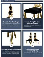 Chaise à dossier haut de style européen français en tissu/velours/cuir PU + éponge haute densité, écologique et durable, pour extérieur, hôtel, mariage, salle à manger