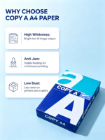 Papier de copie Qiyin Premium multi-usage A4, haute blancheur, feuilles lisses pour impression, idéal pour le bureau, l'école et la maison