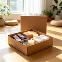 Coffret Cadeau Yoga Kraft avec Sangle Lavande, Bloc de Liège, Bougies Blanches, Serviette, Tasse en Céramique – Emballage Studio, Vente en Gros, Ensemble Cadeau