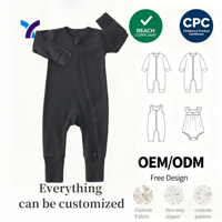 Combinaison bébé en viscose de bambou antibactérienne personnalisable pour fille, vente en gros, combinaison bébé à fermeture éclair avec nom brodé