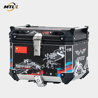 En stock, vente en gros, coffre arrière de moto en aluminium de 45 L, coque renforcée par rivets, ensembles complets d'accessoires de montage