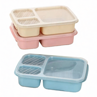 Boîte à bento réutilisable pour adultes et enfants avec 3 compartiments, chauffable au micro-ondes, couvercle hermétique de qualité alimentaire, contenants pour le déjeuner pour l'école et les voyages