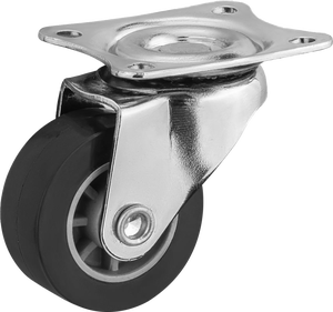 Roulettes pivotantes en PP de 2 pouces avec frein, revêtement chromé, noyau gris, noires, pour meubles et établis – Fabricant de roulettes - Product Image 1