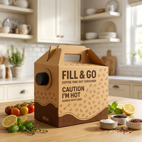 Boîte à café en papier kraft ondulé jetable, recyclable, imperméable, de qualité alimentaire, avec revêtement PE pour les commandes à emporter et les livraisons.