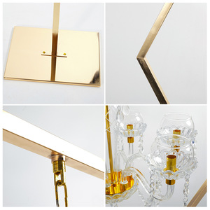 <span class=keywords><strong>Candelabro</strong></span> Esagonale in Ferro Dorato Fatto a Mano, Centrotavola Alto per Matrimoni con <span class=keywords><strong>Lampadario</strong></span> in Cristallo - Product Image 6