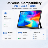 Moniteur portable 15,6 pouces 1080P FHD IPS Wi-Fi, deuxième moniteur externe avec port USB-C, compatible avec PC, ordinateur portable, appareil de jeu