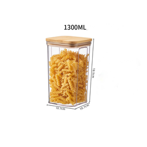 Lot de 4 boîtes de stockage hermétiques transparentes en plastique avec couvercles en bois et bambou pour bocaux de stockage des aliments pour cadeaux - Product Image 5