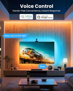 Thông minh RGB LED Strip Lights tương thích Bluetooth/Wifi App âm nhạc <span class=keywords><strong>Sync</strong></span> đối với 55-65 inch TVS Đen PCB Alexa Google nhà tích hợp - Product Image 2