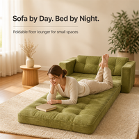 Olivgrünes Cord-Schlafsofa, faltbare Bodenliege, getuftete Couch für das Wohnzimmer, Großhandel ab Werk