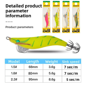 Japan YAMASHIT Night Glow New R Wooden Shrimp Squid EGI JIG Bait Lure Hook Rocket Squid Cuttlefish 1.5 1.8 2.3 - Product Image 2