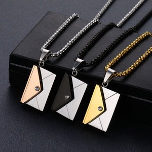 Factory Direct Wholesale Stainless Steel love Letter Necklace, Envelope <b>Locket</b> Pendant Envelope Necklace - Product Image 5