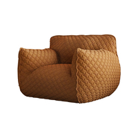 Fauteuil simple rectangulaire en similicuir italien de style nordique - Bleu - Pour salon masculin - Canapé paresseux créatif et unique de designer minimaliste
