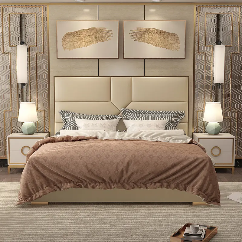 Роскошный итальянский набор для спальни, Современная Большая двуспальная кровать для хранения, королевская роскошная мебель для спальни