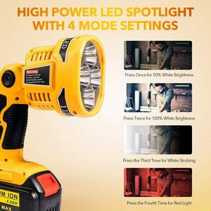 Lámpara de luz LED de 12W con puerto USB para exteriores, iluminación de emergencia para <span class=keywords><strong>Dewalt</strong></span> <span class=keywords><strong>DCB140</strong></span> DCB181 DCB200 DCB205, batería de ion de litio, novedad - Product Image 4