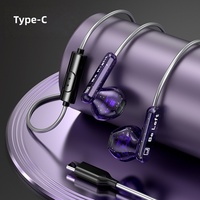 Auriculares con cable con puerto tipo C, sonido de alta definición, graves potentes, sincronización en tiempo real, auriculares para juegos/música, transparentes con micrófono para teléfono