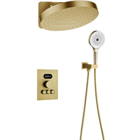 Ensemble de douche thermostatique à 3 fonctions en laiton chromé de style moderne Oire, mitigeur mural pour salle de bain, jet doux