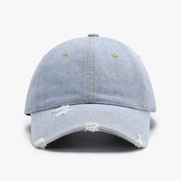 Casquette de baseball personnalisée en denim vierge usée unisexe en tissu denim vieilli chapeau de papa luxe casquette en jean bleu délavé Gorras
