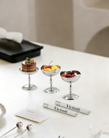 Bol à dessert sur pied en acier inoxydable, assiette à fruits sur pied haut, coupelle à glace pour la décoration de table de buffet d'hôtel et de restaurant