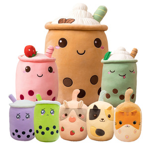 27.5 ''Happy & Angry Soft Stuffed Kawaii Milk Tea Cup Plushie pour filles Emotional Big Boba Plush Toy - Product Image 1