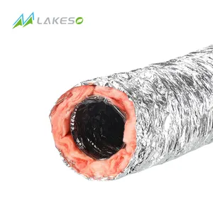 Lakeso Ducting AC terisolasi HVAC, saluran fleksibel untuk pendingin udara dan saluran pembuangan