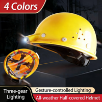 Casco de Seguridad Reforzado de ABS con Luz LED, Control por Gestos, 3 Modos de Iluminación para Trabajadores de la Construcción y Minería