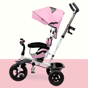 Adjustable Kid <strong>Trike</strong> Stroller <strong>With</strong> Detachable <strong>Handle</strong>, Safety Bar, and Extra Large Storage Basket - <strong>Toddler</strong> Ride on Toy - Product Image 4