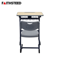 Chaise de bureau et table d'étude modernes, ergonomiques, durables, confortables, réglables en hauteur, en plastique, avec cadre métallique, pour une seule personne