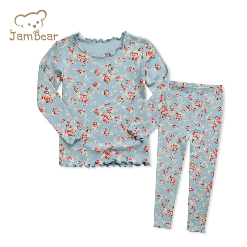 Ökologisch-freundliche bio-Kinder-Pjama-Kinder-Blume Minz-Pjama-Set Kleinkinder Mädchen Modal-Pjama Baby-Mädchen Blumen-Pjama