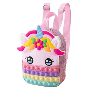2023 New CHENQUE Unicorn Large Pop Backpack Pop Itting Cartoon Animal Backpack Back to School Bag For Girls