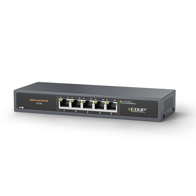 EDUP Factory Price 5-Ports 2.5Gbps 2.5GbE 2.5 Gigabit Ethernet POE Switch 100/1000/2500Mbps Industrial Ethernet Network Switch