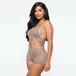 Bikini Brasiliano <span class=keywords><strong>Sexy</strong></span> all'Ingrosso, Costume da Bagno Due Pezzi a Vita Alta con Lacci, Taglie Forti, Micro Costume Traforato Traspirante - Product Image 6