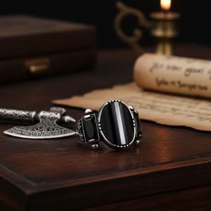 Ottoman Design Oval Cut Onyx Stone Ottoman Ax Design <b>Men</b> <b>Rings</b> Authentic <b>Ring</b> Wholesale Handmade 925 Sterling <b>Silver</b> - Product Image 3