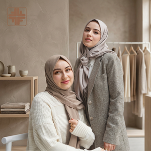 Hijab en jersey satiné solide antidérapant, durable, 100% polyester, orné de strass, doux, anti-UV, respirant et respectueux de la peau - Product Image 1