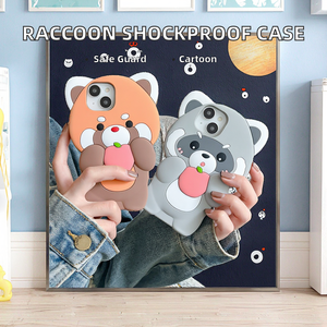 สำหรับ iPhone เคสโทรศัพท์มือถือกันกระแทกลายการ์ตูนรูปสัตว์แรคคูนพร้อมด้วยการตกแต่งในแม่พิมพ์ - Product Image 2