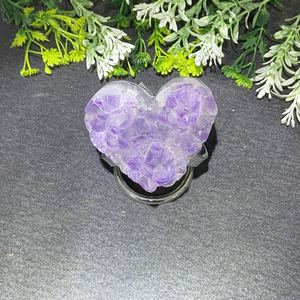 Venta al por mayor racimo de amatista natural vintage Feng Shui cristal artesanía artículo forma libre corazón soporte Torre <span class=keywords><strong>punto</strong></span> para decoración curativa - Product Image 5