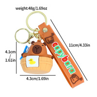 63 Styles 3D PVC souple caoutchouc voiture porte-clés anneau pièce suspendue Anime de populaire mignon Capybara dessin animé à l'intérieur porte-clés