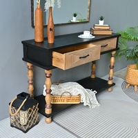 Mesa Consola de Madera Maciza Tallada con Diseño Rústico de 47.64 Pulgadas, Fácil de Ensamblar, con Patas Giratorias para Sala de Estar, Entrada, Hotel