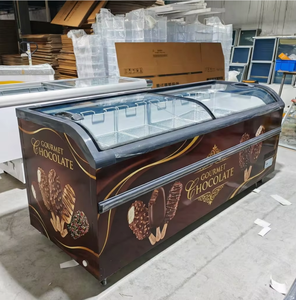 Vitrine congélateur îlot incurvé pour glaces et aliments surgelés, avec tubes en cuivre, armoire horizontale commerciale à coffre profond - Product Image 5