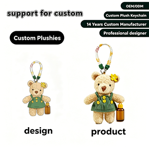 Portachiavi Personalizzato a Forma di Orsetto, Ciondolo in Peluche Personalizzato <span class=keywords><strong>con</strong></span> Orso Teddy Cartoon da la Tua Illustrazione, Imbottitura in Cotone PP - Product Image 1