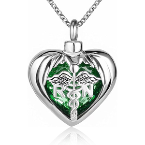 Collier d'ailes d'ange R & N infirmière pour cendres pierre de naissance porte-souvenir commémoratif pour femmes hommes - Product Image 3