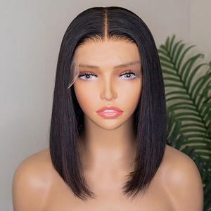 วิกผมบ๊อบสั้นแบบตรง 13x4 โปร่งใส HD Lace Front  วิกผมบราซิลแท้ <span class=keywords><strong>150</strong></span> ดีเพนซิตี้ 14 นิ้ว  แบบ Pre Plucked  วิกผมเวอร์จิ้น - Product Image 1